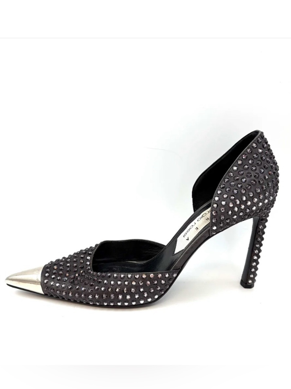AREA NYC x Sergio Rossi — Black & Pink Gem Stud Pumps — US 8.5